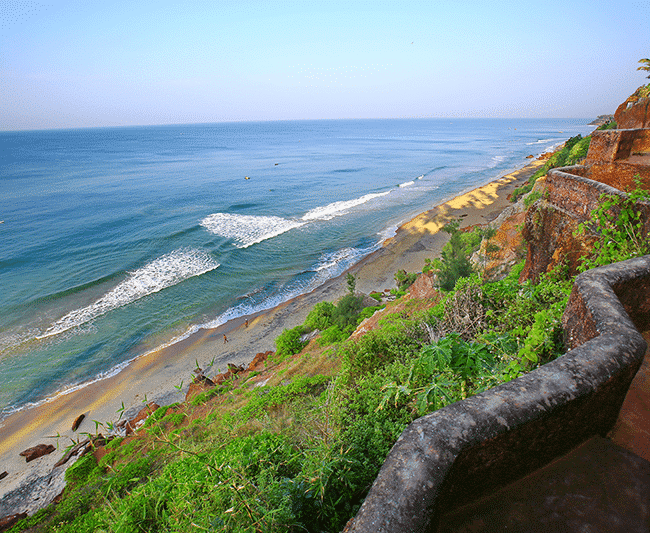 Plage sud à Varkala